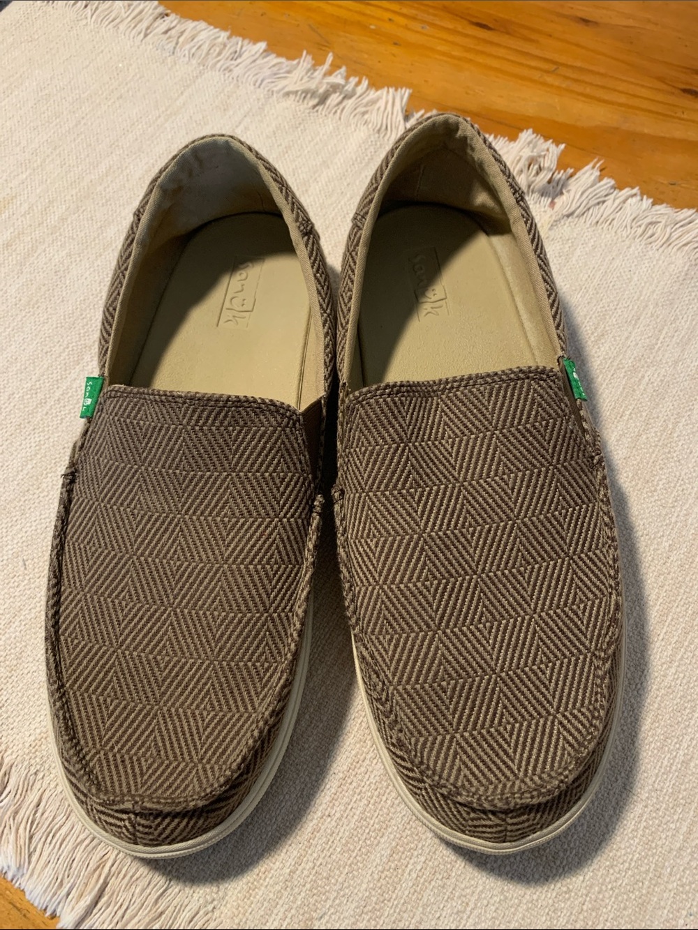 Sanuk Men’s Brown/Taupe Geometric Slip-On Loafers